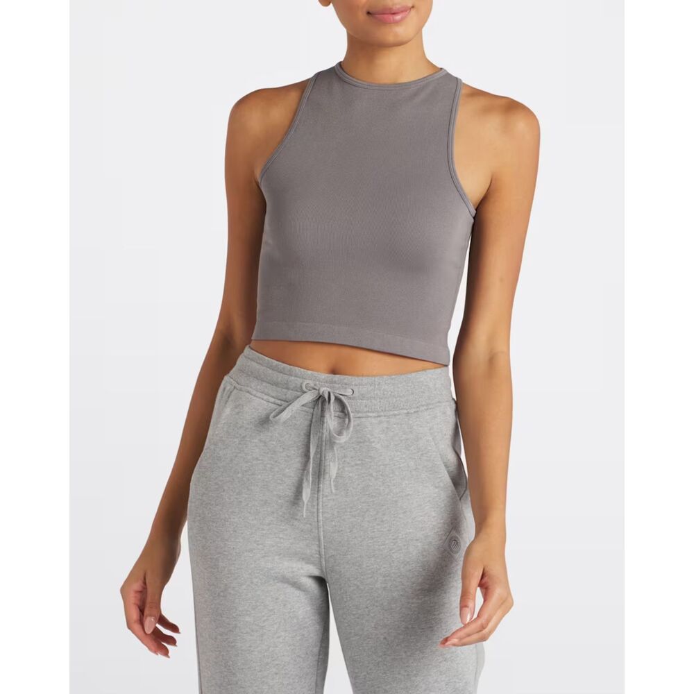 Intimately Free People Hayley Racerback Brami M/L Gray Ribbed Crop Tank Top